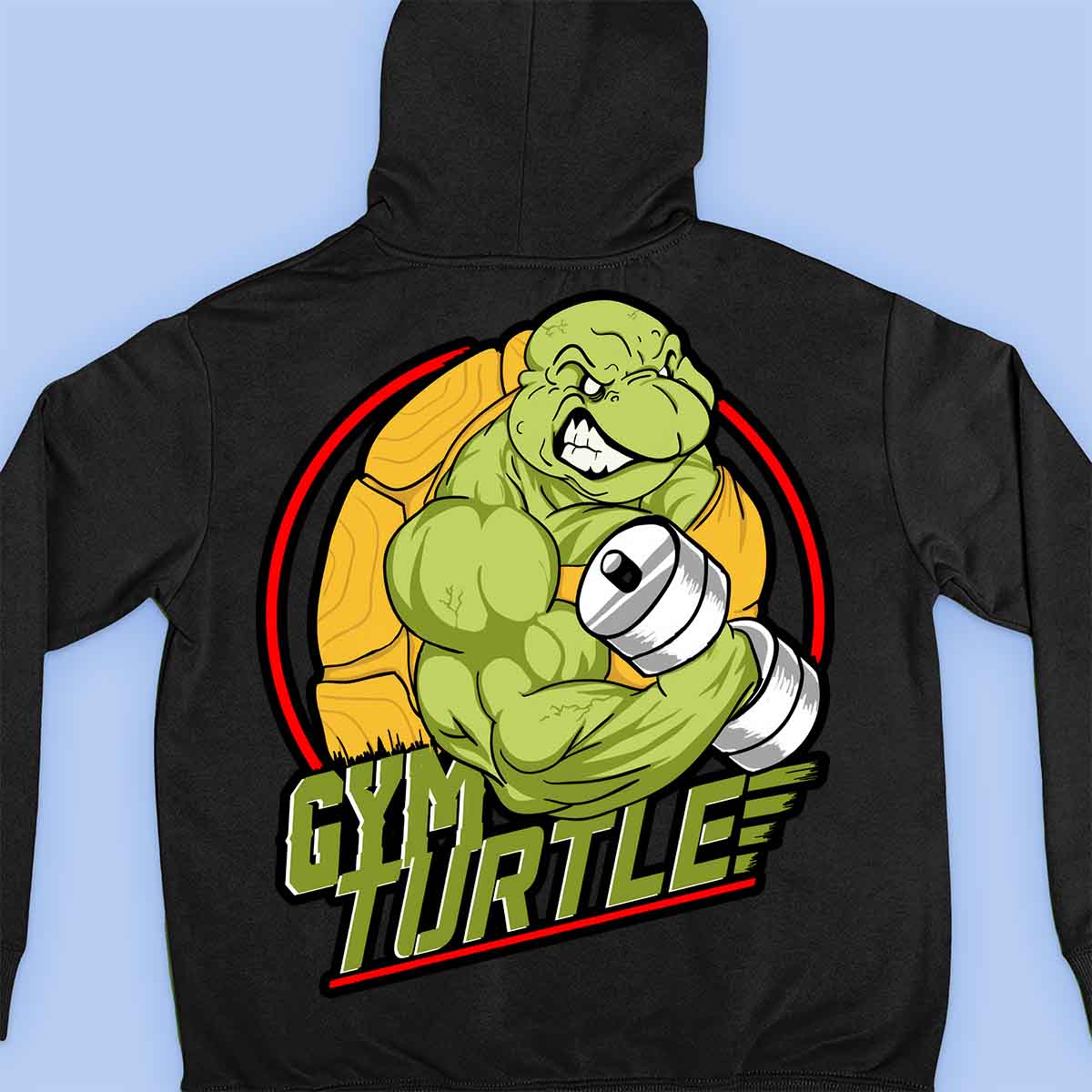 Gym Turtle - Sweat à capuche premium unisexe Backprint