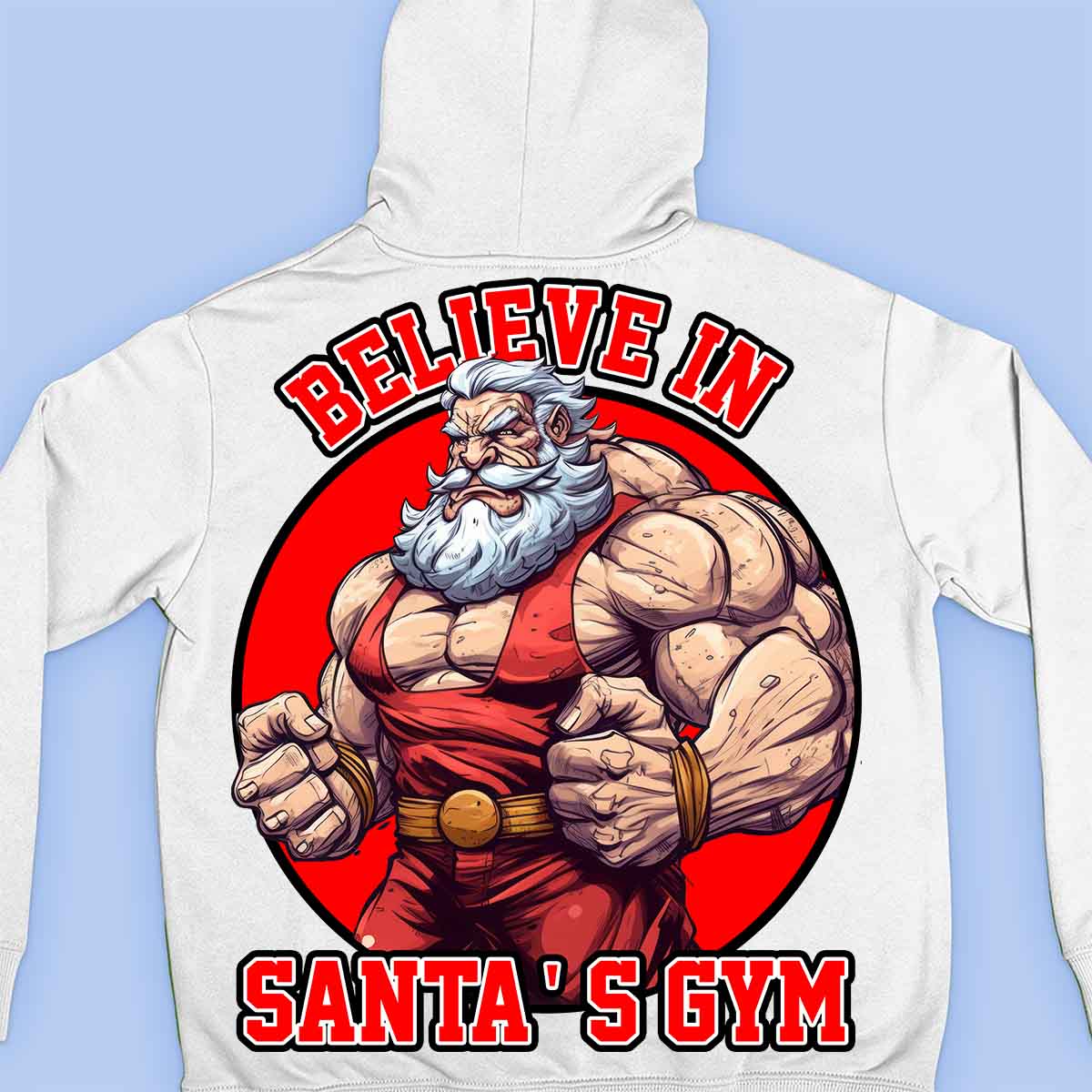 Santa's Gym - Sweat à capuche Premium Unisexe Backprint